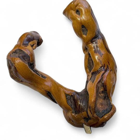 Vintage Corkscrew w/ Natural Root Burl Wood Handle – Rustic Wine Opener Barware - Picture 3 of 8